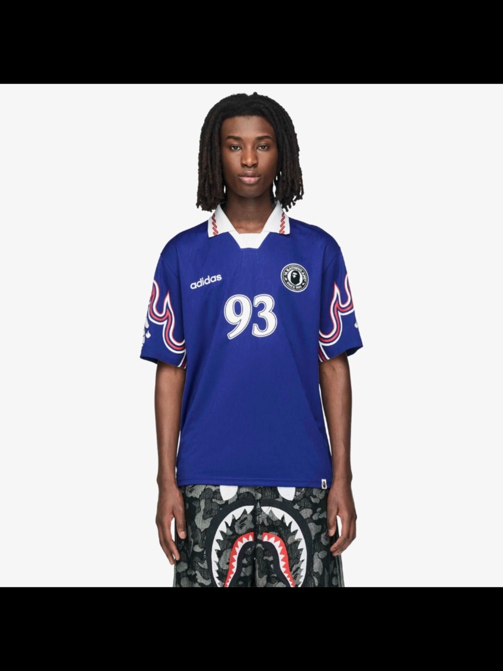 New Adidas Originals x BAPE Flame ‘Samurai Blue’ Jersey, Sz XL.